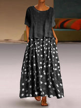Two-piece round neck and short sleeves polka dot maxi dresses