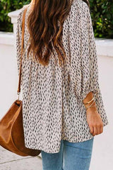 Loose And Simple V-Neck Floral Tops Blouses