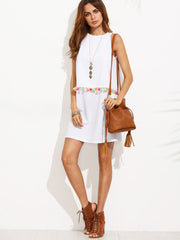 Tassel Trim Overlap Back Layer Dress