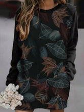 Leaf print casual basic personality dress