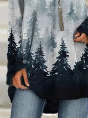 Gray Long Sleeve Ombre/tie-Dye Crew Neck Printed Shirts & Tops