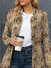 Geometric Loosen Collarless Jackets