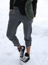 Gray Casual Cotton-Blend Plain Pants