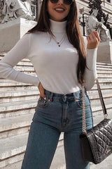 High Collar Knit Long Sleeve Sweaters