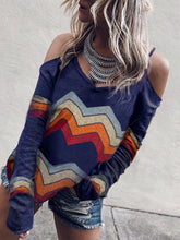 V Neck Cutout Fashion Print Off Shoulder T-Shirts