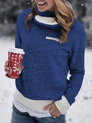 Thick High Collar Zip Woman Long Sleeve Sweatshirt