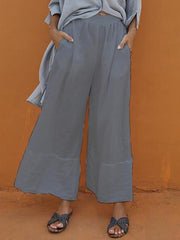 Loose casual cotton women long plain pants