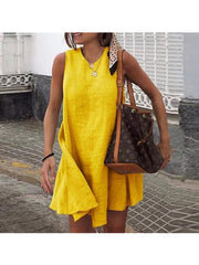Fashionable Sleeveless Solid Color Casual Shift Dresses