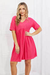 BOMBOM Another Day Swiss Dot Casual Dress in Fuchsia