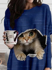 Long Sleeve Printed Simple Shirts & Tops