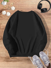 Black Retro Sika Deer Casual Fashion Winter Round Neck Long-sleeved Sweatshirt