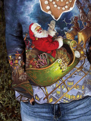 V Neck Christmas Snowman Loosen Shirts & Tops