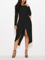 Long Sleeve Round Neck Woman Sexy Autumn Bodycon Dress