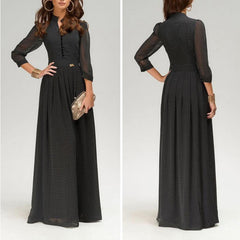 Hanging Neck Mopped Backless Sexy Chiffon Slim Maxi Dress