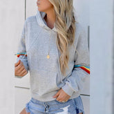 Hooded Drawstring Plain Striped Hoodies