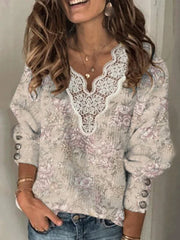 Long Sleeve Color-Block Cotton Shirts & Tops Sweaters