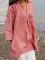 Stylish V neck Plain Women Blouses