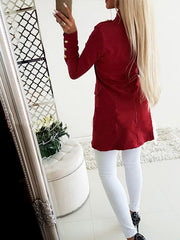 long cuff links slim button stand up collar blazer coat