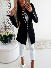 long cuff links slim button stand up collar blazer coat