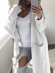 Fashion women long Twist sweater pocket cardigans
