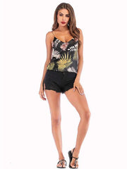 Summer Sleeveless Ladies leaf printed halter Vests