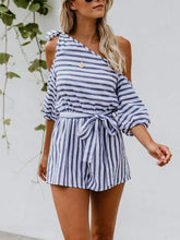 Fashion Stripe One Off Shoulder Summer Jumpsuits