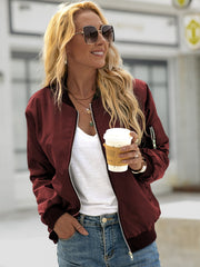 Long Sleeve Crew Neck Plain Shift Outerwear Jackets