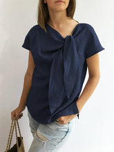Loose Casual vintage plain o-neck blouses