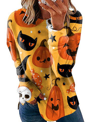 Halloween printed fashion women long sleeve T-shirts