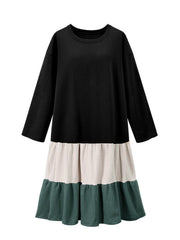 Khaki Polyester Casual Crew Neck Dress