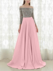 Stylish Off Shoulder Woman Sexy Long Sleeve Maxi Evening Dresses