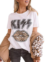 Summer Kiss Lip printed women fashion round neck T-shirts