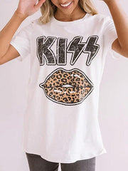 Summer Kiss Lip printed women fashion round neck T-shirts