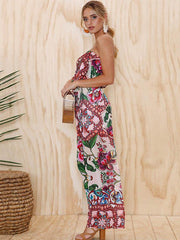 Floral Off-the-shoulder Wide Leg Long Jumpsuits