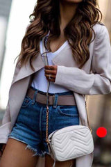 Long Sleeve Lapel Solid Trench Coat