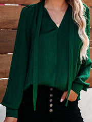 Fashionable v-neck lantern sleeves shirts blouses