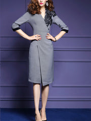 V Neck Elegant Woman Bodycon Dress