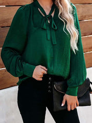 Fashionable v-neck lantern sleeves shirts blouses