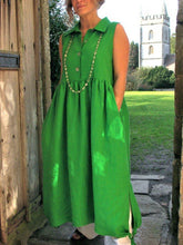 Green Plain Shift Shirt Collar Cold Shoulder Maxi Dresses