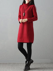 Long Sleeve Solid Shift Cowl Neck Sweater