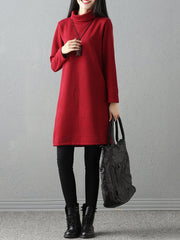 Long Sleeve Solid Shift Cowl Neck Sweater