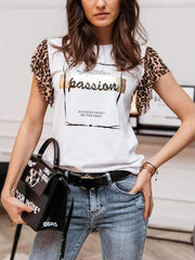 Leopard printed short sleeve T-shirts