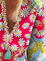 Holiday Cotton-Blend V Neck Shift Dresses