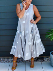 Gray Polka Dots Casual Pockets Dresses