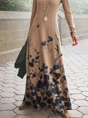 Long-sleeved Floral Casual Dresses