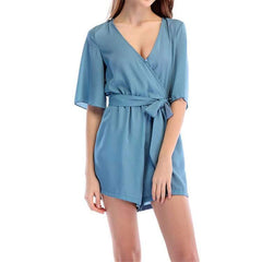 Loose Casual V neck Half sleeve Jumpsuits
