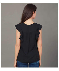 Lace V neck Gored Sleeveless T-Shirts