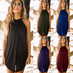 Halter Plain Sleeveless Casual Dresses