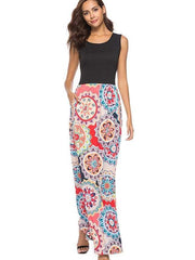 Floral Sleeveless Gored Maxi Dresses