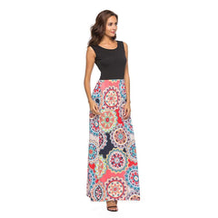 Floral Sleeveless Gored Maxi Dresses